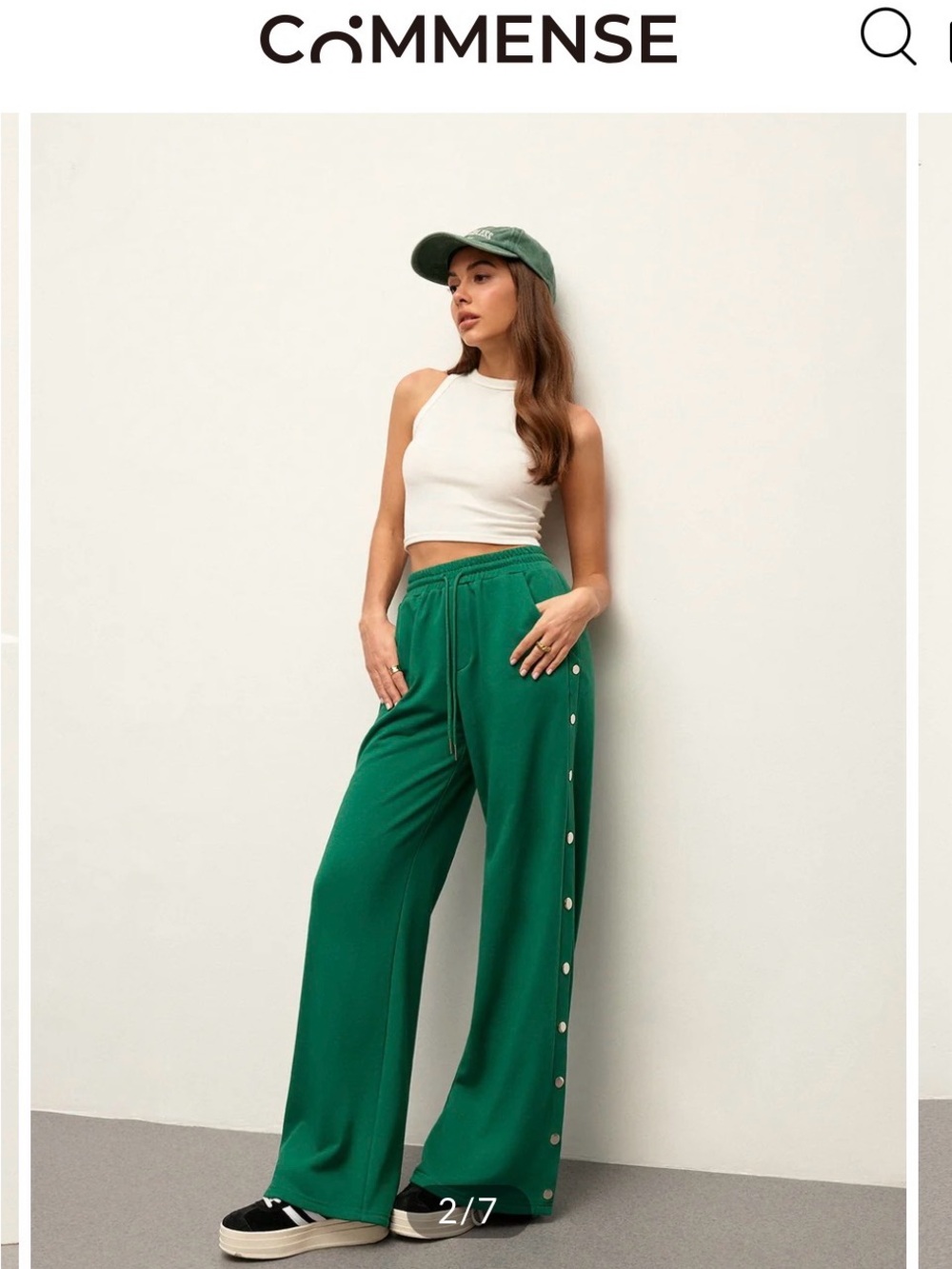 NWT Commense Emerald Green Wide-Leg Snap-Detail Pants- size XL